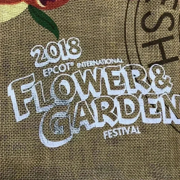 2018 Epcot Burlap Tote International Flowers & Garden Festival Hidden Mickey - Picture 7 of 12
